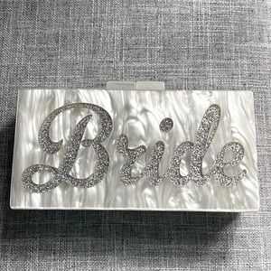 Edie Parker Inspired Bride wedding clutch with interior mirror and chain